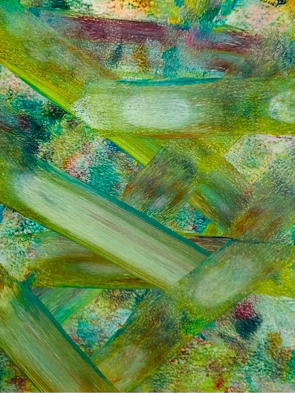 Green Maze - Abstract Home Art Canvas in Green and Teal - handpainted